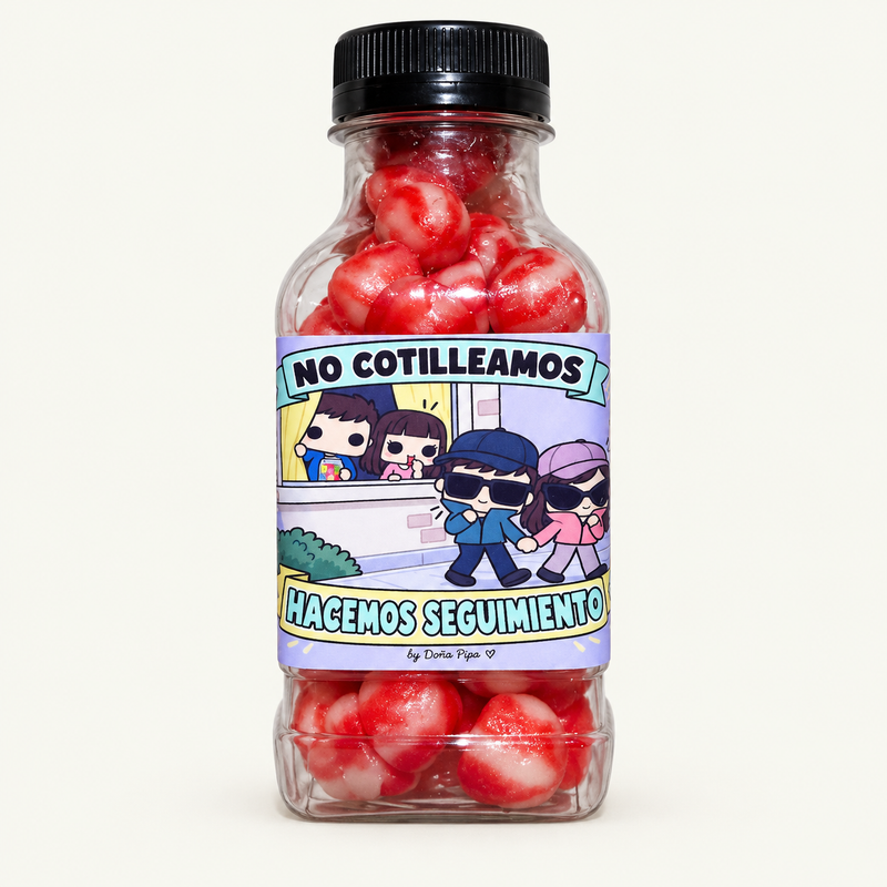 Botellita de 250 ml: No cotilleamos, hacemos seguimiento — Mini Besos Twist · Vidal