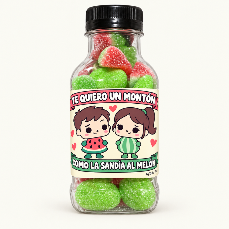 Botellita de 250 ml: Te quiero un montón como la sandía al melón