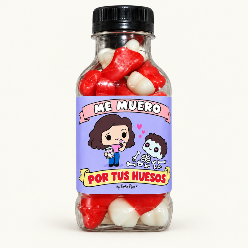 Botellita de 250 ml: Me muero por tus huesos — Huesos Jelly · Vidal
