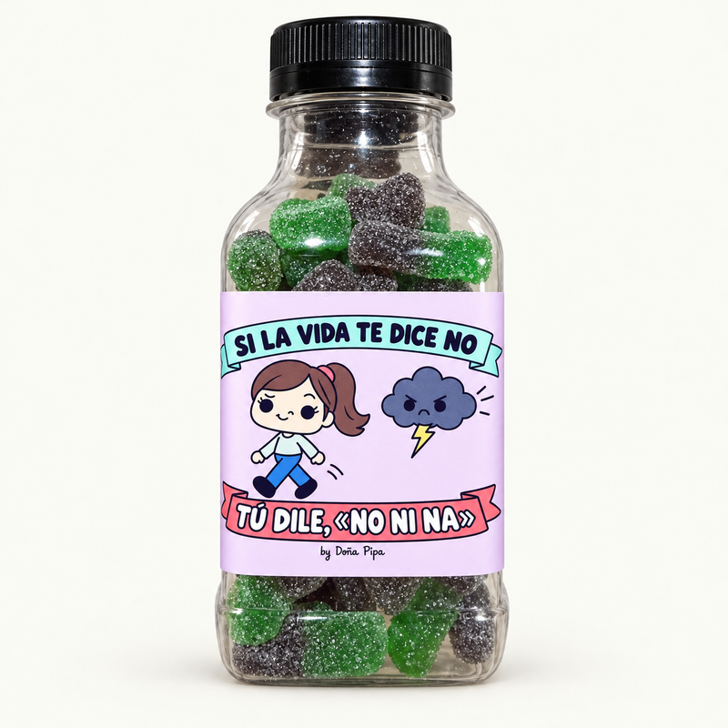 Botellita de 250 ml: Si la vida te dice no, tú dile no ni na — Mini Botella Cola Azúcar · Fini