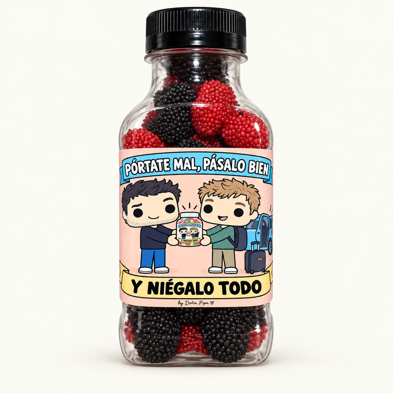 Botellita de 250 ml: Pórtate mal, pásalo bien y niégalo todo — Mini Mora Grano · Fini