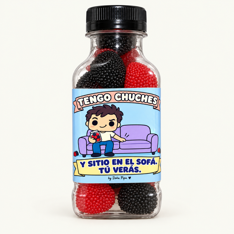Botellita de 250 ml: Tengo chuches y sitio en el sofá. Tú verás — Moras grano · Fini