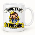 Taza blanca de cerámica con el diseño Papi, eres el puto amo
