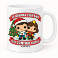 Taza blanca de cerámica con el diseño La Navidad está bien, pero contigo mejora